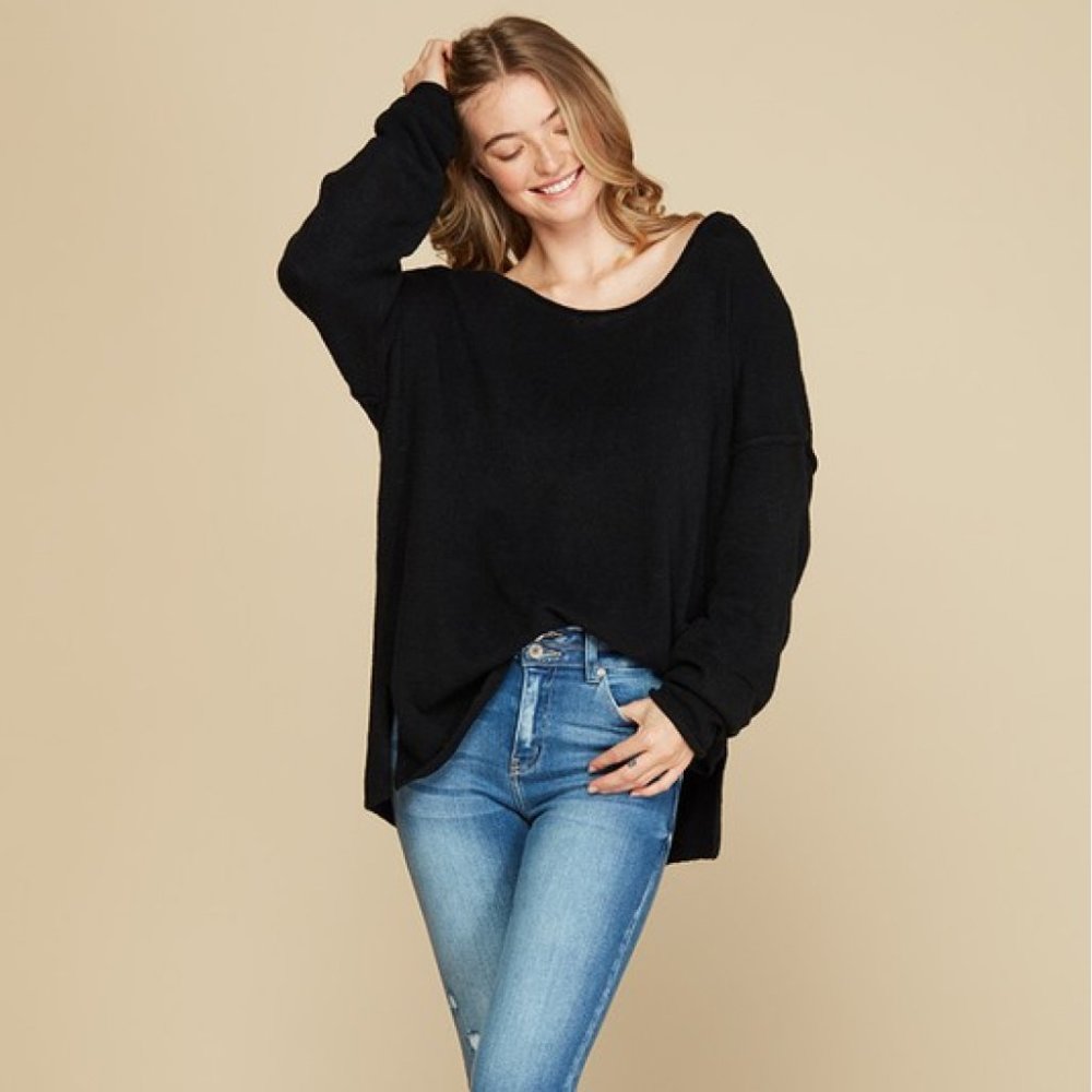 Petal Dew Exposed Seam Tunic Sweater